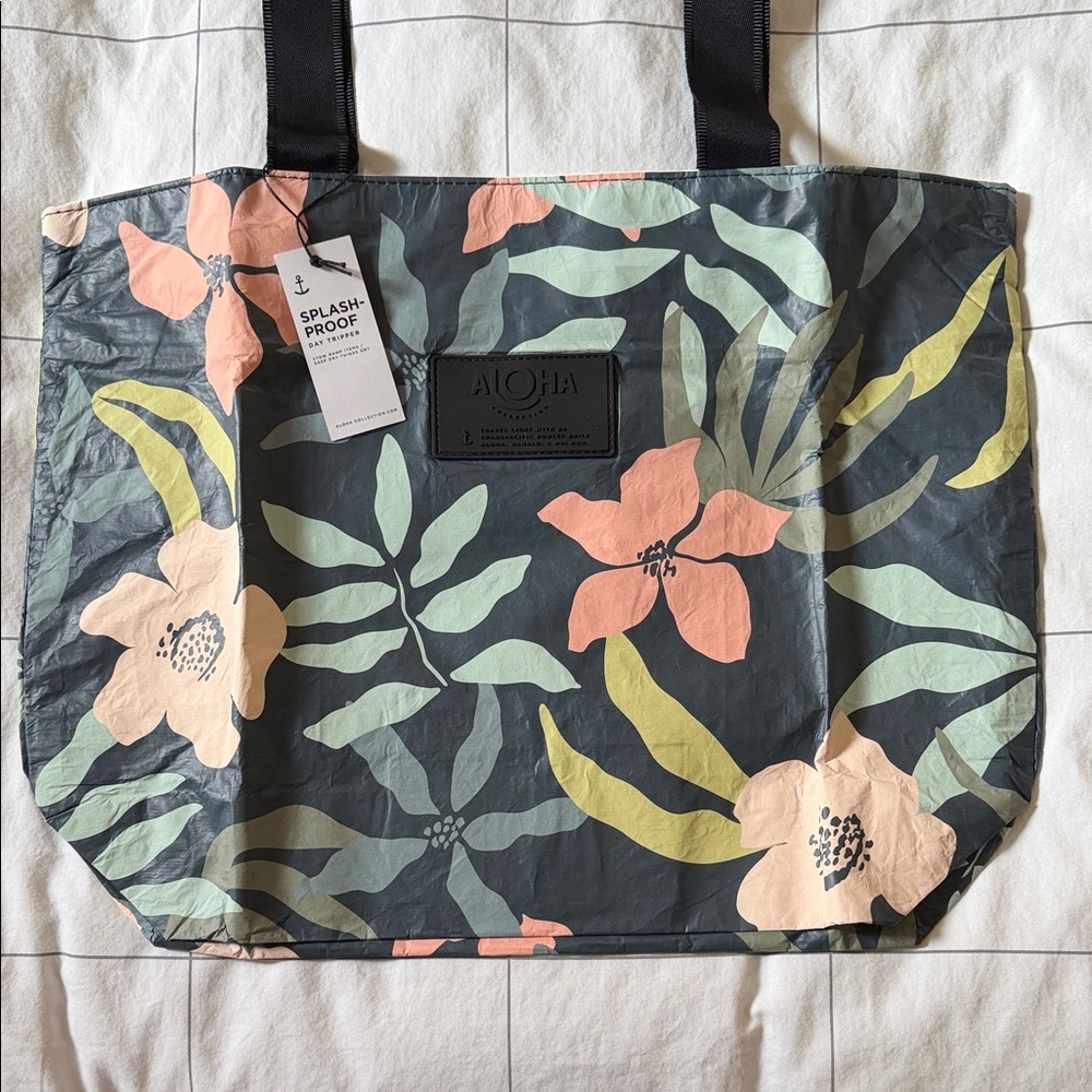 ALOHAS Black and Floral Tote Bag